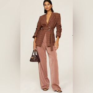 10 Crosby Derek Lam Harrison Plaid Blazer with Belt